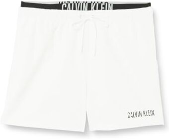 Calvin Klein Pantaloncino da Bagno Uomo Medium Double Lunghezza Media, Bianco (Pvh Classic White), M