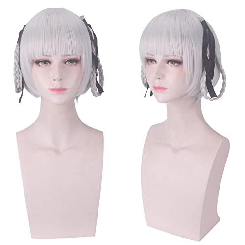 LINGCOS Cosplay Wig For Kakegurui Kirari Momobami 35cm Short Wigs Gray Braids Styled Clip On Role Play Costume Wigs