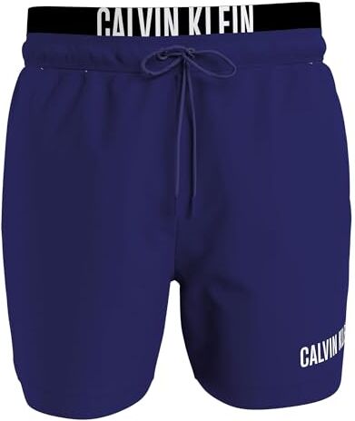 Calvin Klein Pantaloncino da Bagno Uomo Medium Double Lunghezza Media, Blu (Midnight Lagoon), L