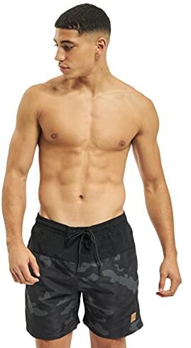 Urban Classics Block Swim Shorts, Pantaloncini da Bagno, Uomo, Blk/Darkcamo, 5XL