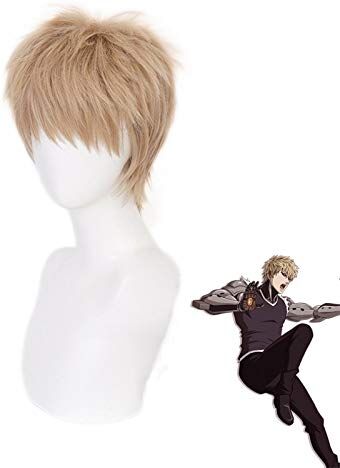 GHK Anime ONE PUNCH-MAN Genos Parrucca corta Costume Cosplay Resistente al calore Capelli sintetici Parrucche da uomo QX-203