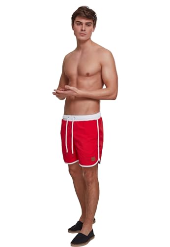 Urban Classics In Stile Rétro, Costume Da Bagno Uomo, Rosso (Red/White), M