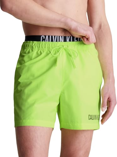 Calvin Klein Pantaloncino da Bagno Uomo Medium Double Lunghezza Media, Verde (Citrust Burst), XXL