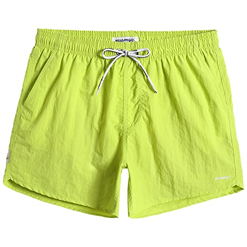 MaaMgic Pantaloncini da Bagno in Nylon da Uomo con Asciugatura Rapida per Spiaggia, Nuoto, e Vacanze al Mare, Verde Fluorescente, M