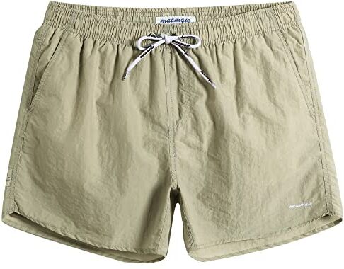 MaaMgic Pantaloncini da Bagno in Nylon da Uomo con Asciugatura Rapida per Spiaggia, Nuoto, e Vacanze al Mare, 08 Verde Fagiolo, M