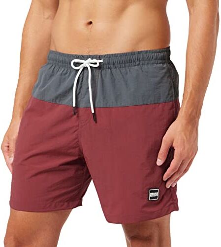 Urban Classics Block Swim Shorts, Pantaloncini da Bagno, Uomo, Brickred/Darkshadow, L