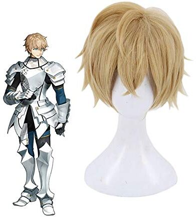 EQWR FGO Fate Grand Order Gawain Parrucche Cosplay Capelli corti Biondi Capelli sintetici Costume di carnevale Parrucca da uomo   MZ1232