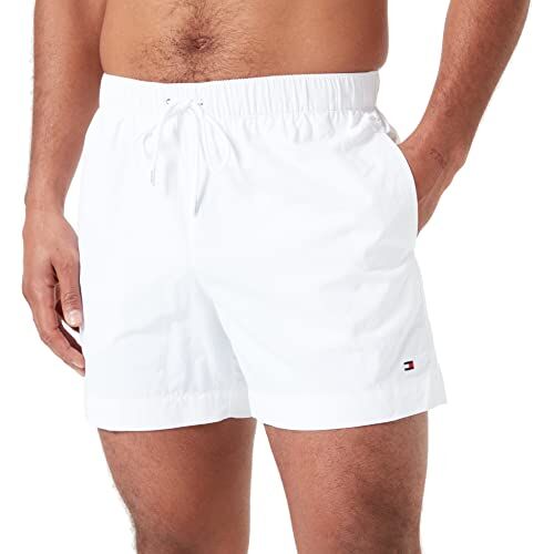 Tommy Hilfiger Pantaloncino da Bagno Uomo Medium Drawstring Lungo, Bianco (White), L