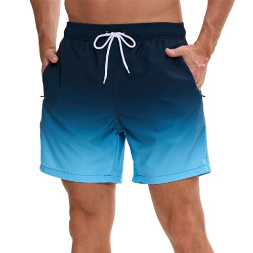 Vorvowry Costume Uomo Mare Calzoncini Asciugatura Rapida Costumi da Bagno Impermeabile Boxer con Tasca Estivi Pantaloncini Uomo Colore Sfumatore per Nuoto Corsa Fitness L Nero Blu