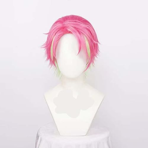 WCCNKK Demon Slayer Kanroji Mitsuri Cosplay Capelli Corti Rosa Da Uomo Cosplay Anime Cosplay Parrucche Resistenti Al Calore Parrucche Sintetiche Resistenti Al Calore Regalo Decorativo