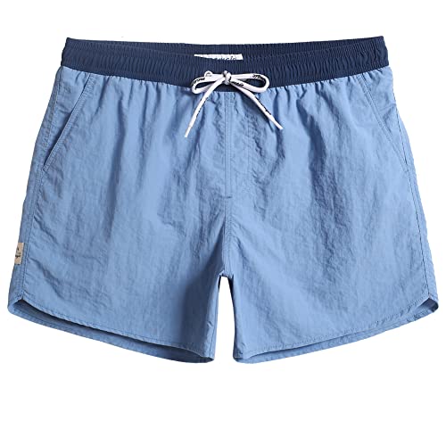 MaaMgic Pantaloncini da Bagno in Nylon da Uomo con Asciugatura Rapida per Spiaggia, Nuoto, e Vacanze al Mare, Blu Cielo, XS