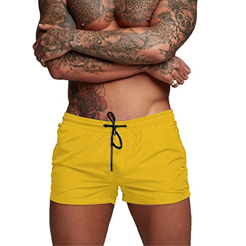 Donason Costume da Bagno Uomo, Pantaloncini Sportivi da Uomo Asciugatura Rapida Pantaloni Corti da Corsa Calzoncini da Surf sulla Spiaggia con Fodera in Mesh e Tasche