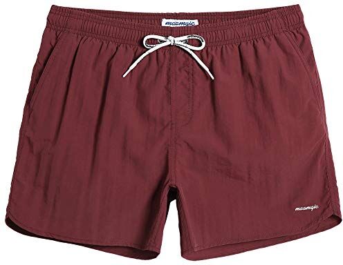 MaaMgic Pantaloncini da Bagno in Nylon da Uomo con Asciugatura Rapida per Spiaggia, Nuoto, e Vacanze al Mare, Bordeaux, M