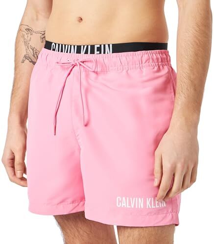 Calvin Klein Pantaloncino da Bagno Uomo Medium Double Lunghezza Media, Rosa (Sachet Pink), XL