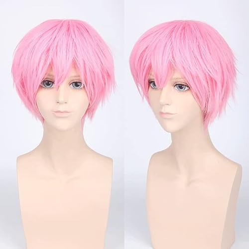 HBYLEE -ig for cosplay Men's Synthetic Short Fluffy Red Silver Grey Light Golden Yellow Green Pink Purple Orange White Universal Cosplay Wig Pony as shown in the picture