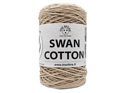 Tre Sfere Cordino SWAN COTTON (7008 Corda) , filato per borse, cappelli, cestini, sottopiatti, pochette composizione 70% cotone riciclato 30% poliestere, Bobina 250 Grammi 250 metri