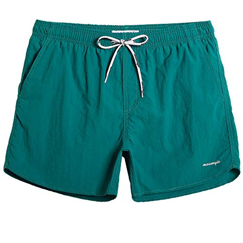 MaaMgic Pantaloncini da Bagno in Nylon da Uomo con Asciugatura Rapida per Spiaggia, Nuoto, e Vacanze al Mare, Verde Scuro, XL