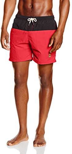 Urban Classics Block Swim Shorts, Pantaloncini da Bagno, Uomo, Blk/Red, XS