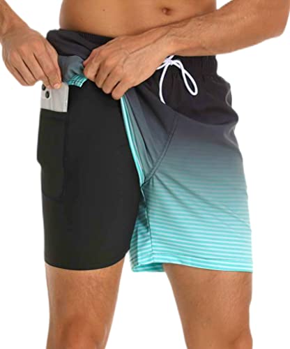 Kfnire Costume Uomo Mare Asciugatura Rapid Costume da Bagno Uomo con Boxer Slip Foderato, Pantaloncini Mare Uomo con Tasche, 2 in 1 Pantaloncino da Bagno Surf Uomo, Taglie S 2XL