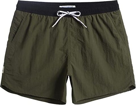 MaaMgic Pantaloncini da Bagno in Nylon da Uomo con Asciugatura Rapida per Spiaggia, Nuoto, e Vacanze al Mare, Verde Oliva, L