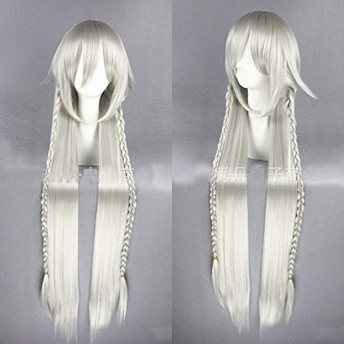 GJBXP Anime Kuroshitsuji Black Butler Undertaker Under Taker Silver White Long Straight Resistente al calore Capelli sintetici Costume Cosplay