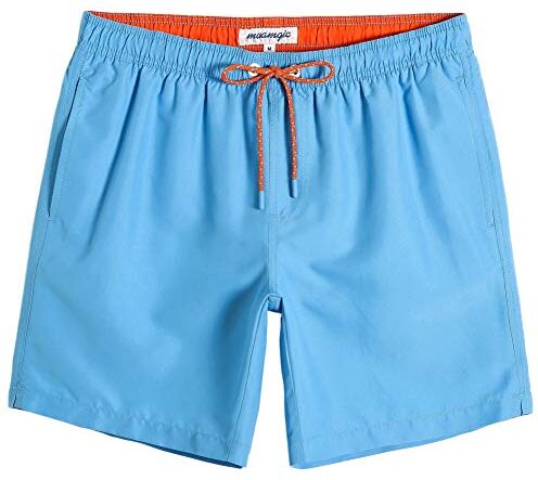 MaaMgic Pantaloncini da Bagno da Uomo Asciugatura Veloce Costume da Bagno per Surf sulla Spiaggia Multi-funzioni Allenamento casa con Fodera in Mesh, Doppio Colore Azzurro, S