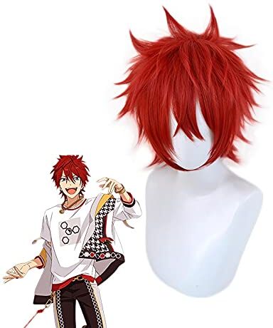 LINLINCD Set anime coser wig stelle amagi grondaia rosso corto cosplay costume resistente al calore sintetico capelli uomo parrucche