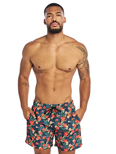 Urban Classics Pantaloncini da Nuoto con Motivo Costume da Bagno, Blk/Tropical, 5XL Uomo