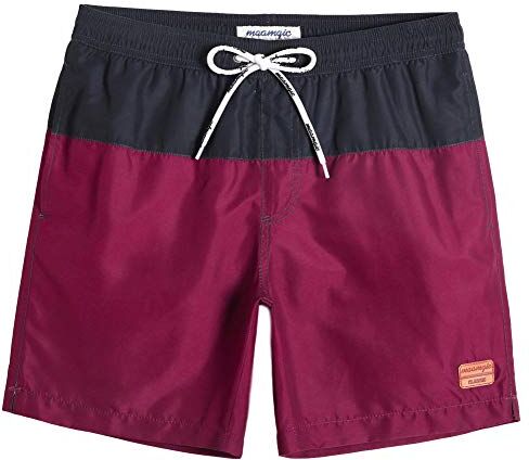 MaaMgic Pantaloncini da Bagno da Uomo Asciugatura Veloce Costume da Bagno per Surf sulla Spiaggia Multi-funzioni Allenamento casa con Fodera in Mesh, Blu Navy Rosso Vino, M