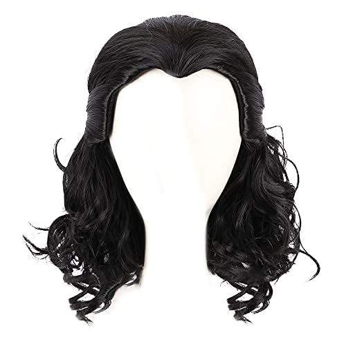 Generisch Uomo nero capelli lunghi ricci donne costume parrucche Halloween bellezza comfort ad alta temperatura parrucche di seta