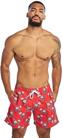 Urban Classics Pantaloncini da Nuoto con Motivo Costume da Bagno, Firered/Rose, M Uomo