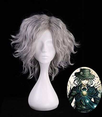 GJBXP Fate/Grand Order Avenger Monte Cristo: Parrucca Edmond Dantes Costume Cosplay FGO Uomo Capelli corti resistenti al calore Sintetici Parrucche Ricce   Fate Grand Order