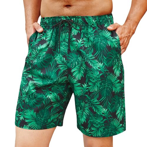 Enlision Pantaloncini da Bagno Uomo Verde Estive Costume Mare Surf Pantaloncino Asciugatura Rapida per Spiaggia Vacanze Costumi Hawaiano Fantasia 2XL