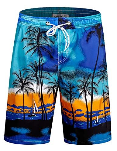 APTRO Costumi Pantaloncini da Bagno Uomo Mare Surf Piscina Stampa Hawaiana Estiva Grande Asciugatura Rapida con Fodera in Rete S1701 Blu 5XL
