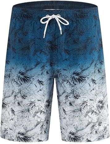 APTRO Costumi Pantaloncini da Bagno Uomo Mare Surf Piscina Stampa Hawaiana Estiva Grande Asciugatura Rapida con Fodera in Rete MK307 Blu Sfumato 4XL