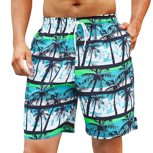 Enlision Pantaloncini da Bagno Uomo Mare Costume Surf Uomo Pantaloncino Estivi Asciugatura Rapida Spiaggia Vacanze Costumi Hawaiano Palma Fantasia 3XL