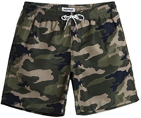 MaaMgic Pantaloncini da Bagno da Uomo Asciugatura Veloce Costume da Bagno per Surf sulla Spiaggia Multi-funzioni Allenamento casa con Fodera in Mesh, Camouflage Verde, XXL