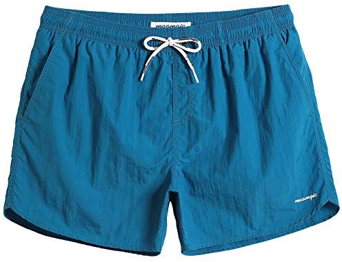 MaaMgic Pantaloncini da Bagno in Nylon da Uomo con Asciugatura Rapida per Spiaggia, Nuoto, e Vacanze al Mare, Blu Marino, M