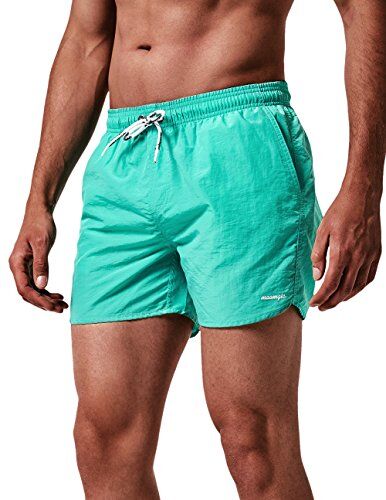 MaaMgic Pantaloncini da Bagno in Nylon da Uomo con Asciugatura Rapida per Spiaggia, Nuoto, e Vacanze al Mare, Verde, S