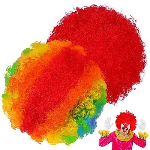 Kisangel 2 Pz Parrucca Da Clown Rosso Arcobaleno Costume Pagliaccio Divertente Parrucca Da Clown Costume Da Pagliaccio Parrucca Afro Parrucca Dellorgoglio Seta k Ecologica Africa Uomo Massa