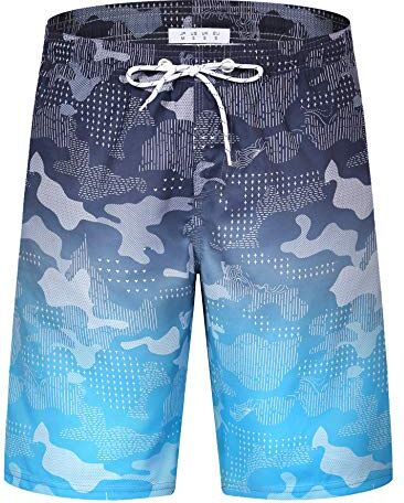 APTRO Costumi Pantaloncini da Bagno Uomo Mare Surf Piscina Stampa Hawaiana Estiva Grande Asciugatura Rapida con Fodera in Rete Blu Nero SA22 S