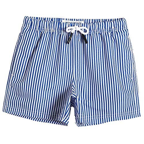 MaaMgic pantalocini da Bagno per bambimi Ragazzi Asciugatura Rapida Costume da Mare Spiaggia Piscina Slip Interno, Strisce Blu, 3 Anni