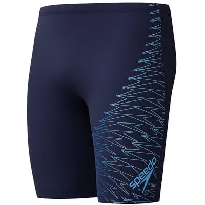 Speedo Medley Logo Jammer da Nuoto per Uomo, Navy e Lagoon Blue, 26 Speedo Medley Logo Jammer da Nuoto per Uomo, Navy e Lagoon Blue, 26