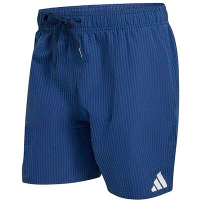 Adidas Homme Seersucker Stripy Swim Shorts 5 inch, Dusky Petrol/Dark Blue, S Adidas Homme Seersucker Stripy Swim Shorts 5 inch, Dusky Petrol/Dark Blue, S