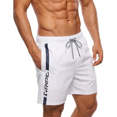 RIPT Performance RIPT Costume Uomo Asciugatura Rapida – Pantaloncini Mare con Rete Interna, Protezione UV50, Boardshort Spiaggia Nuoto Surf Estate (Bianco/Navy, XL) RIPT Performance RIPT Costume Uomo Asciugatura Rapida – Pantaloncini Mare con Rete Interna, Protezione UV50, Boardshort Spiaggia Nuoto Surf Estate (Bianco/Navy, XL)