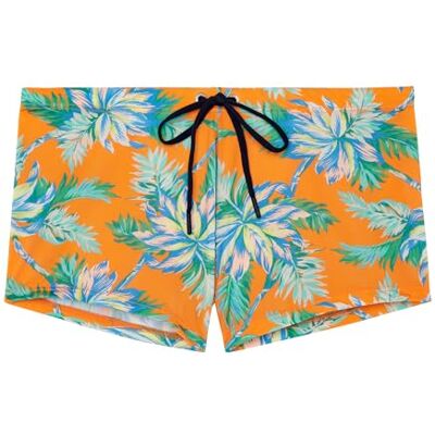 Hom Boxer da Bagno Gigaro Swim Trunks, Stampa Floreale Sfondo Arancione, M Uomo Hom Boxer da Bagno Gigaro Swim Trunks, Stampa Floreale Sfondo Arancione, M Uomo