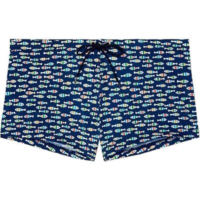 Hom Boxer da Bagno Trouville Swim Trunks, Stampa Pesci Piccoli Colorati Sfondo Marina, M Uomo Hom Boxer da Bagno Trouville Swim Trunks, Stampa Pesci Piccoli Colorati Sfondo Marina, M Uomo