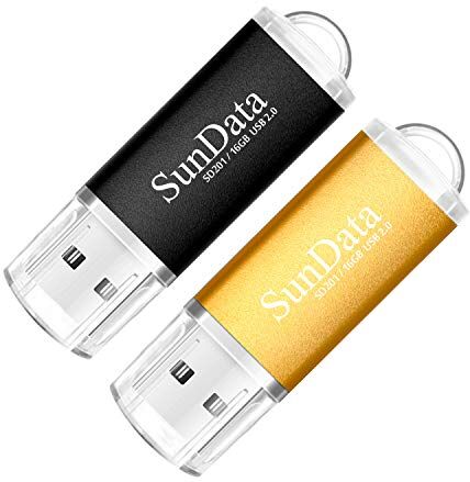 SunData 2 Pezzi 16GB Chiavetta USB Pen Drive 16GB Metallo USB2.0 Unità Memoria Flash Thumb Drive per Archiviazione Dati con Luce LED (2 colori: Nero Oro)