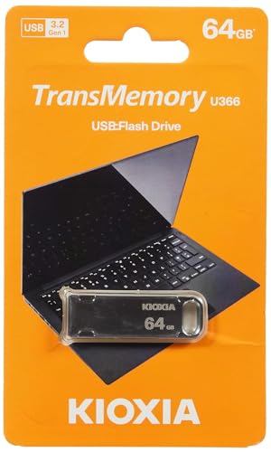 KIOXIA TransMemory U366 USB Flash Drive 64GB 3.0 USB File Transfer on PC/MAC, Metal