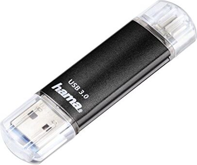 Hama Pendrive da 16GB, USB 3.0, Micro USB, Laeta Twin, Velocità 45 MBs, Nero